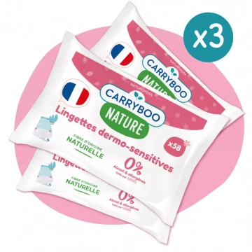 Lot de 3x58 lingettes dermo-sensitives Lot de 3x58 lingettes dermo-sensitives